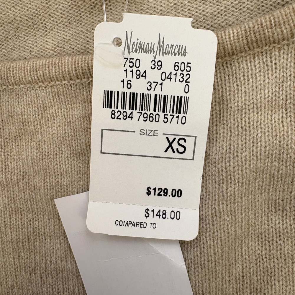 Neiman Marcus Sweater Womens XS NEW Beige Oatmeal Cashmere Boat Neck Minimalist - Picture 3 of 9